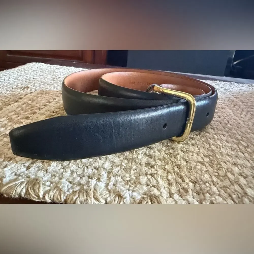 Polo Ralph Lauren black  Leather Belt with brass Buckle Sz 38